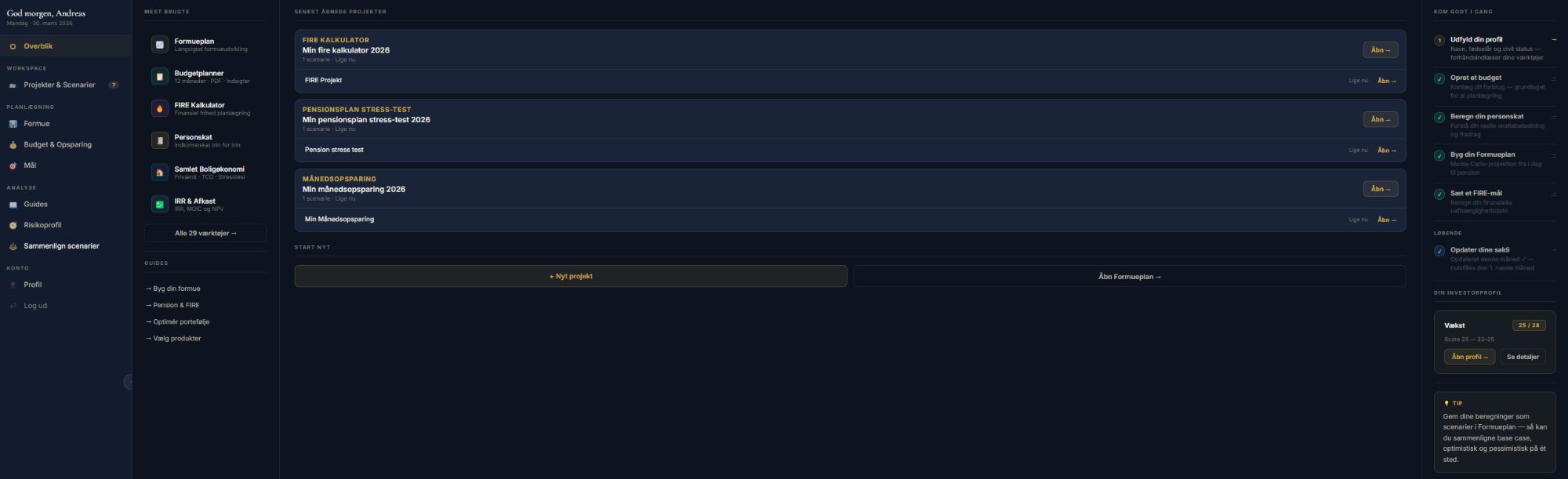 QuantBase Workspace — overblik